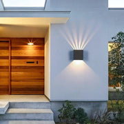 Metallic Cube Outdoor Wall Sconce with Minimalist Design – Ideal for Exterior Walls by Florence