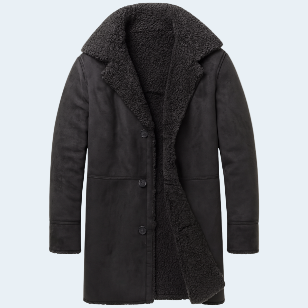 Biruvi | Men’s Overcoats Aspen Shearling Winter Coat Wool-Blend Warm Jacket