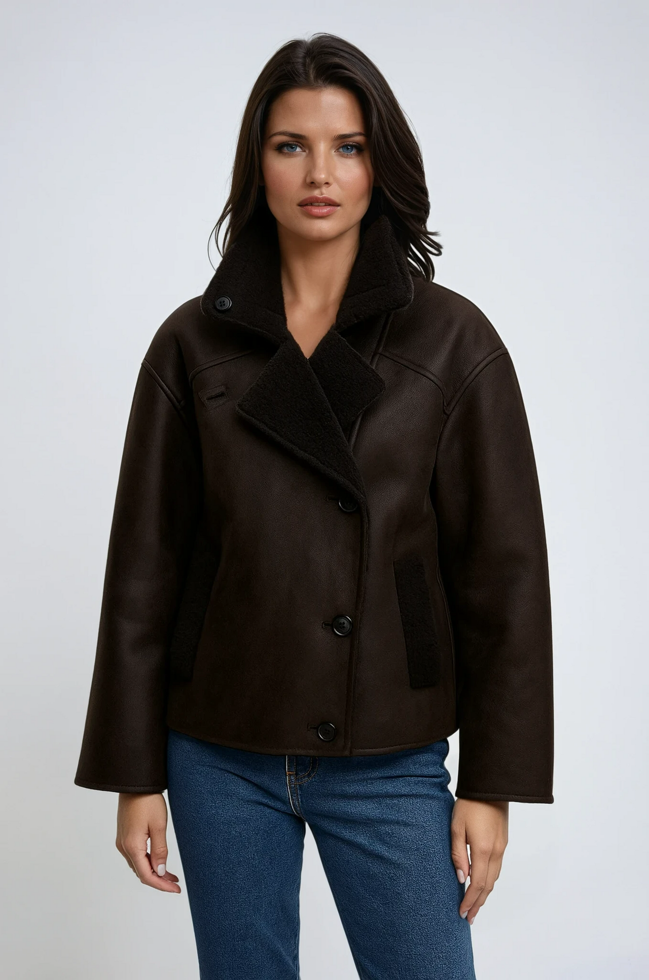 Biruvi | Women’s Plush Teddy Jacket Vintage Inspired Cozy Outerwear