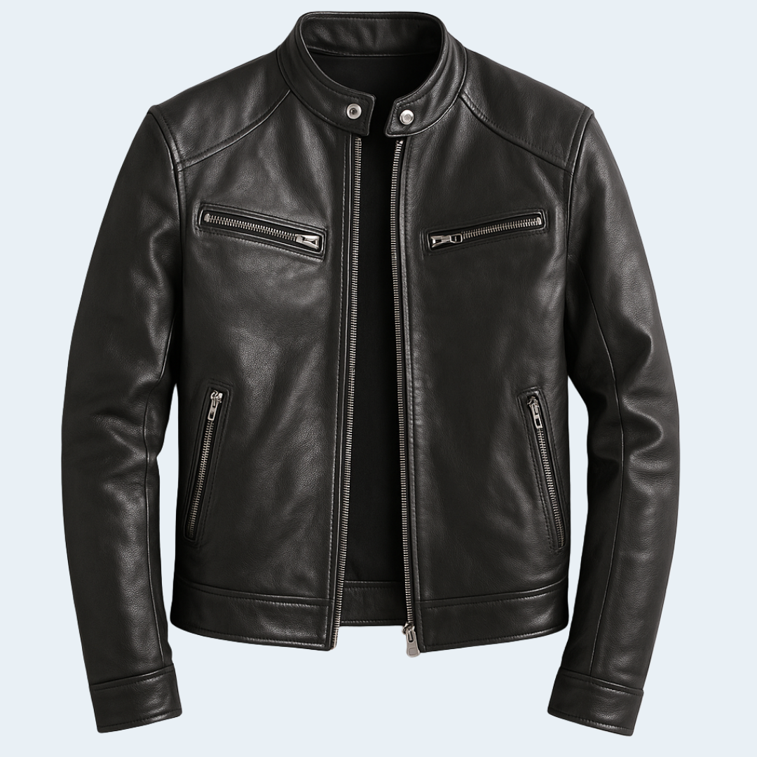Biruvi | Men’s Barger Vintage Patina Leather Jacket with Zip-Up Front and Cotton Lining