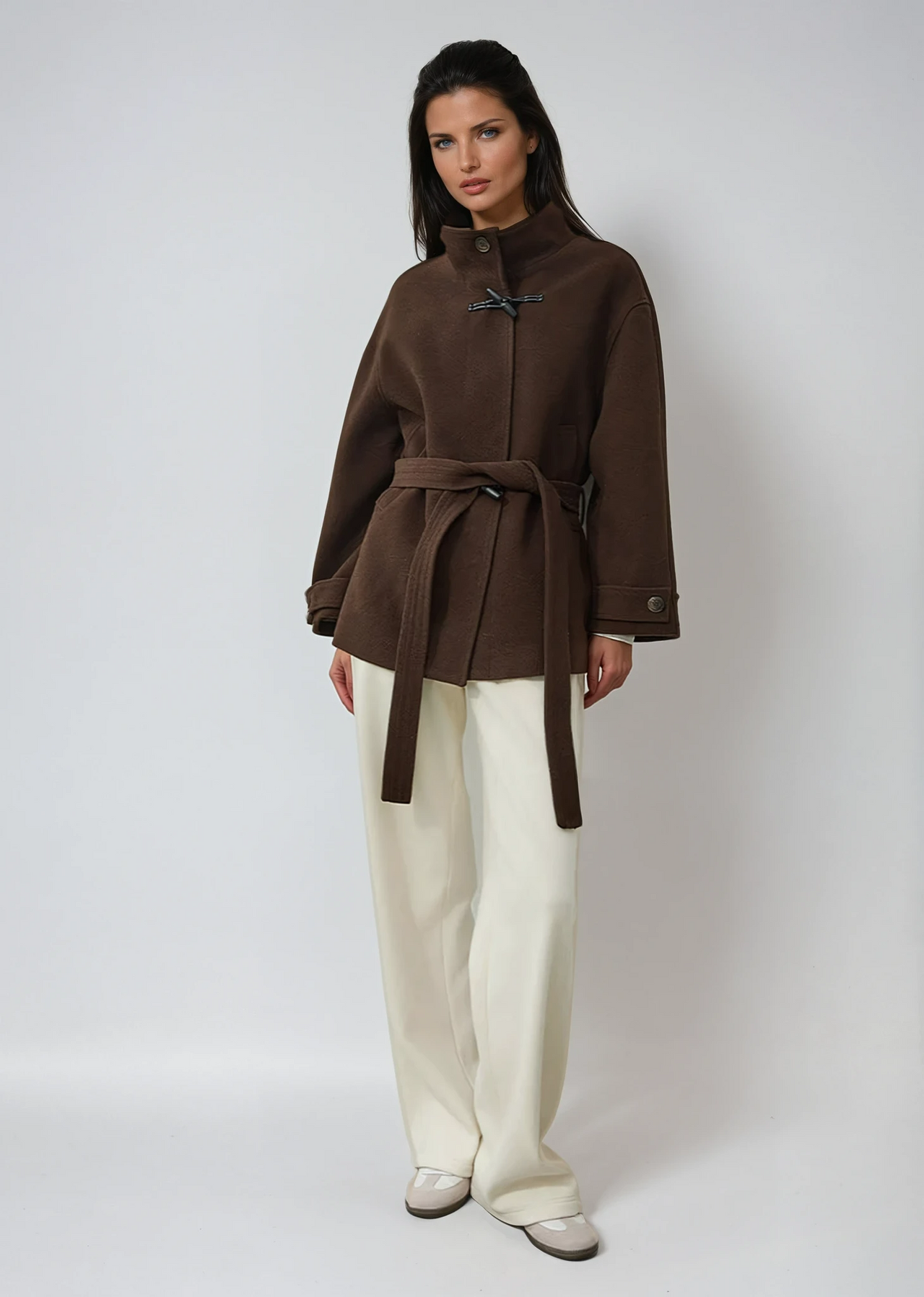 Biruvi | Women's Belted Wool Toggle Coat