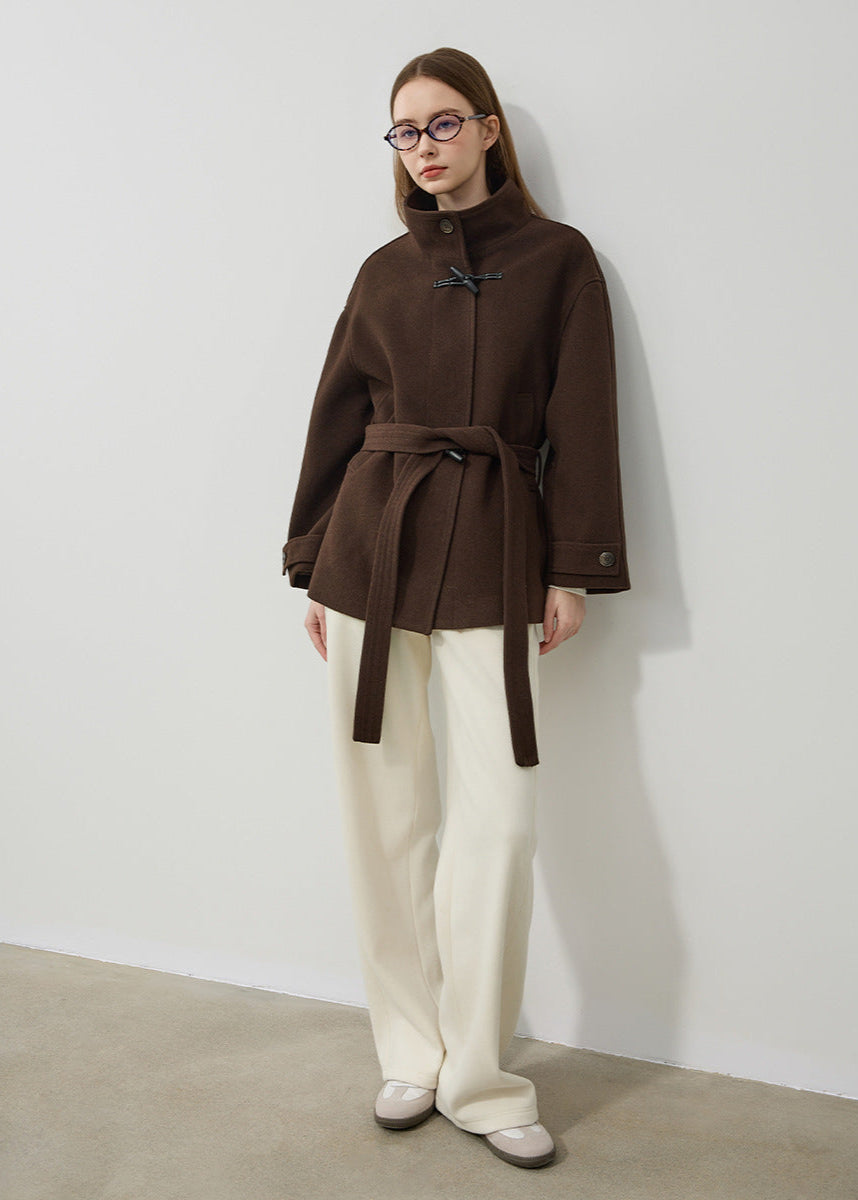 Biruvi | Women's Belted Wool Toggle Coat