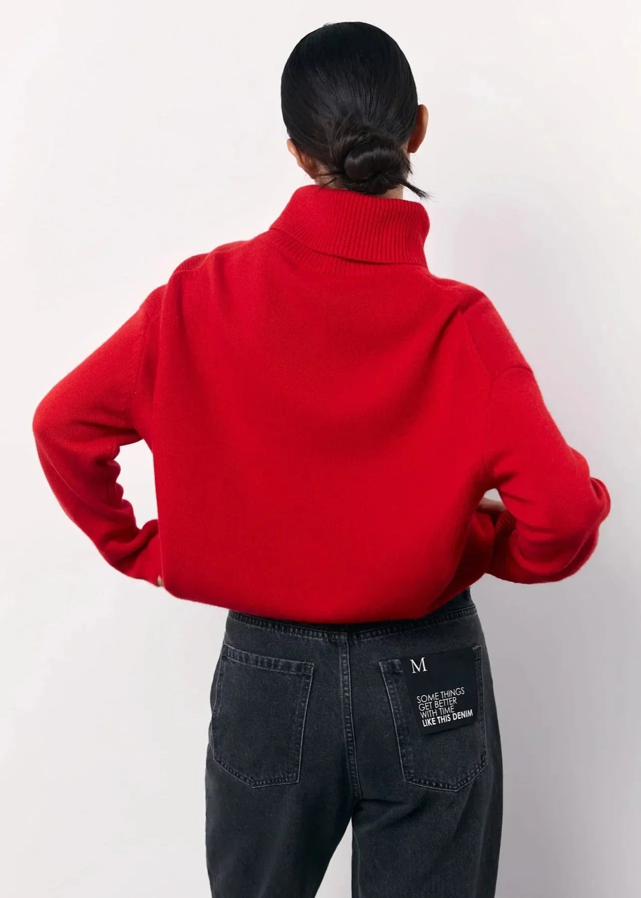 Biruvi | Women's Chic Red Turtleneck Knit Sweater