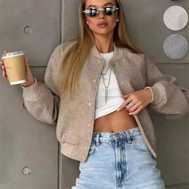 Biruvi | Women's Cropped Bomber Jacket