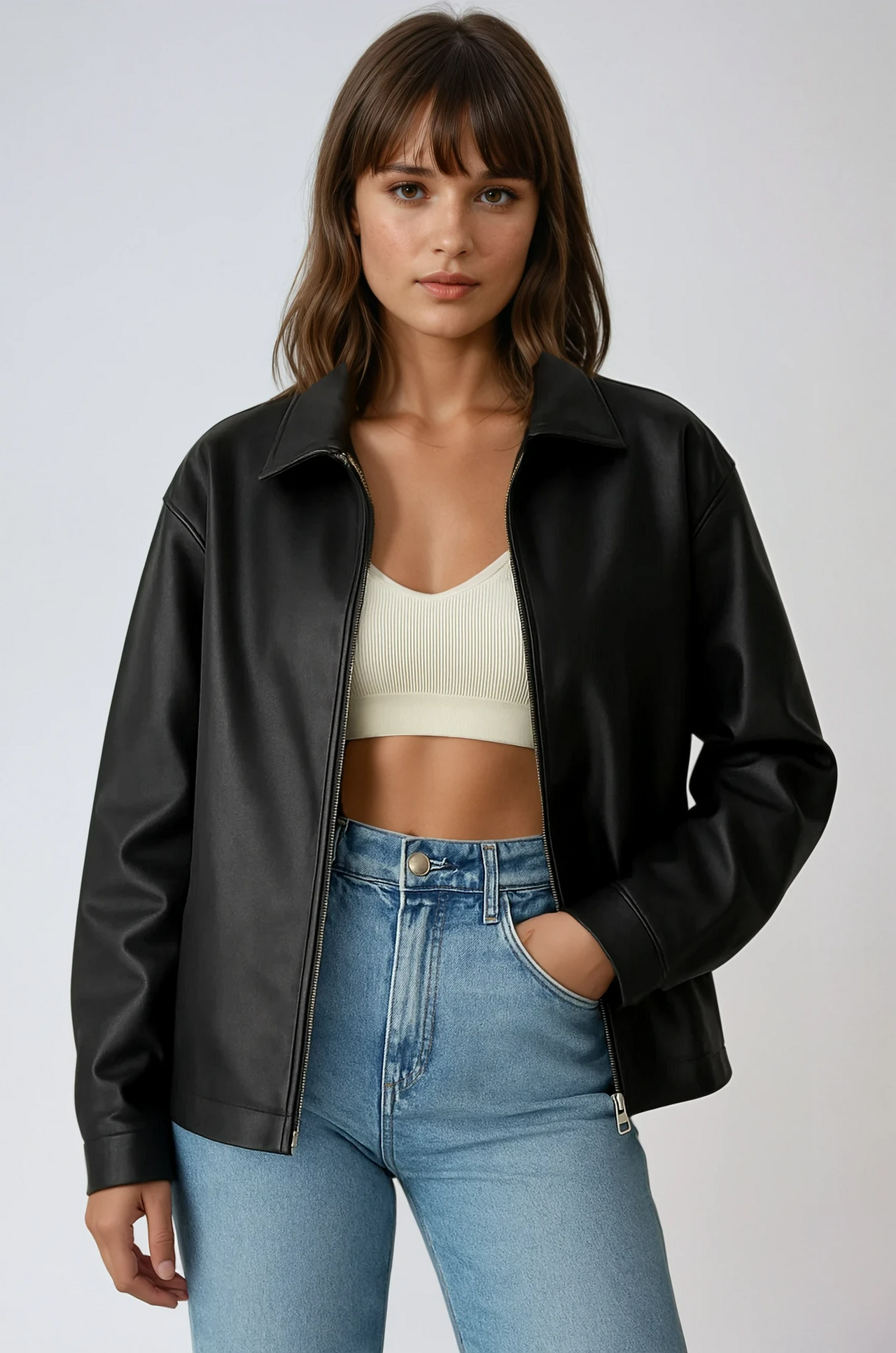Biruvi | Women's Faux Leather Jacket