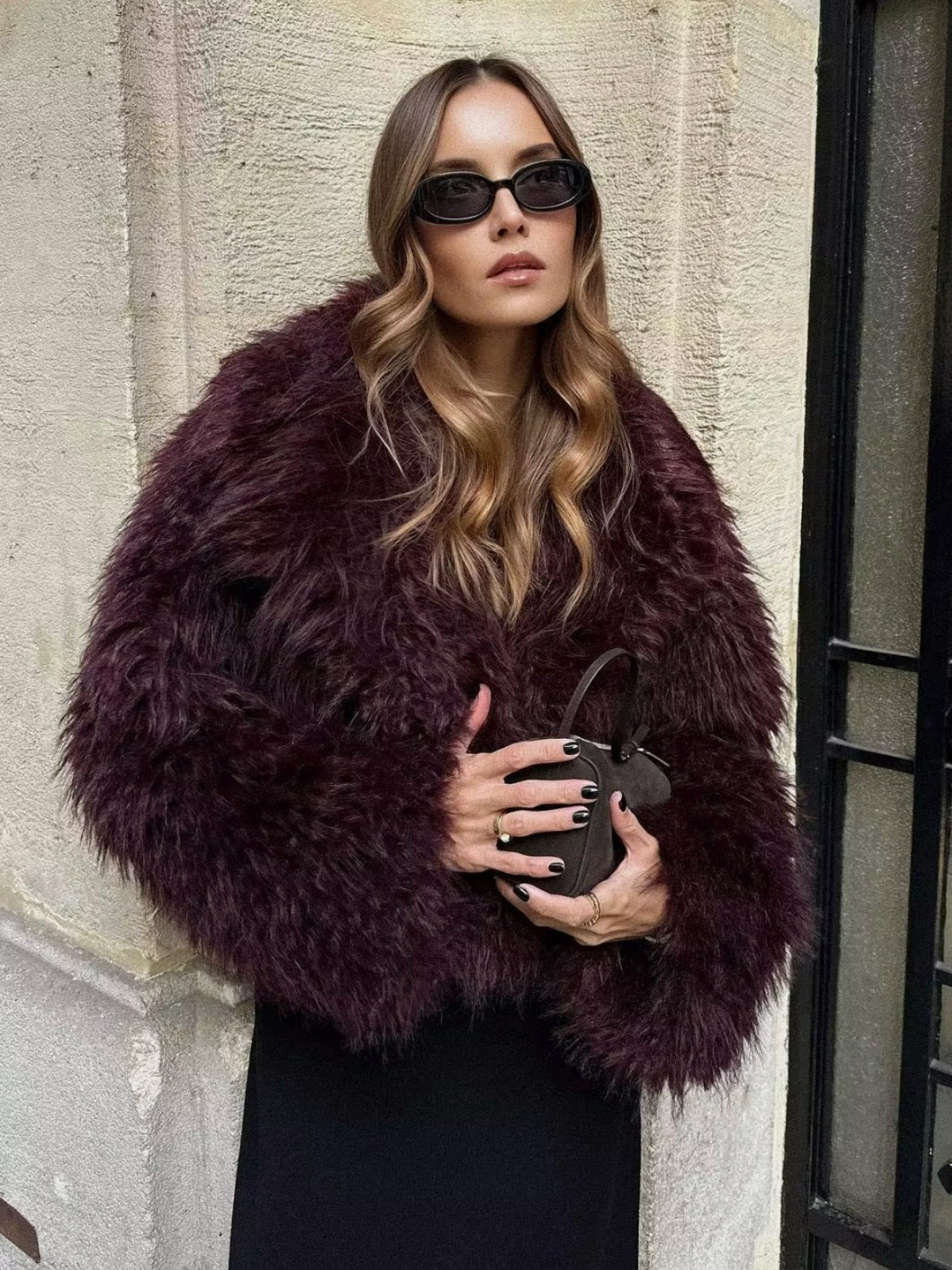 Biruvi | Women's Fuzzy Faux Fur Short Coat