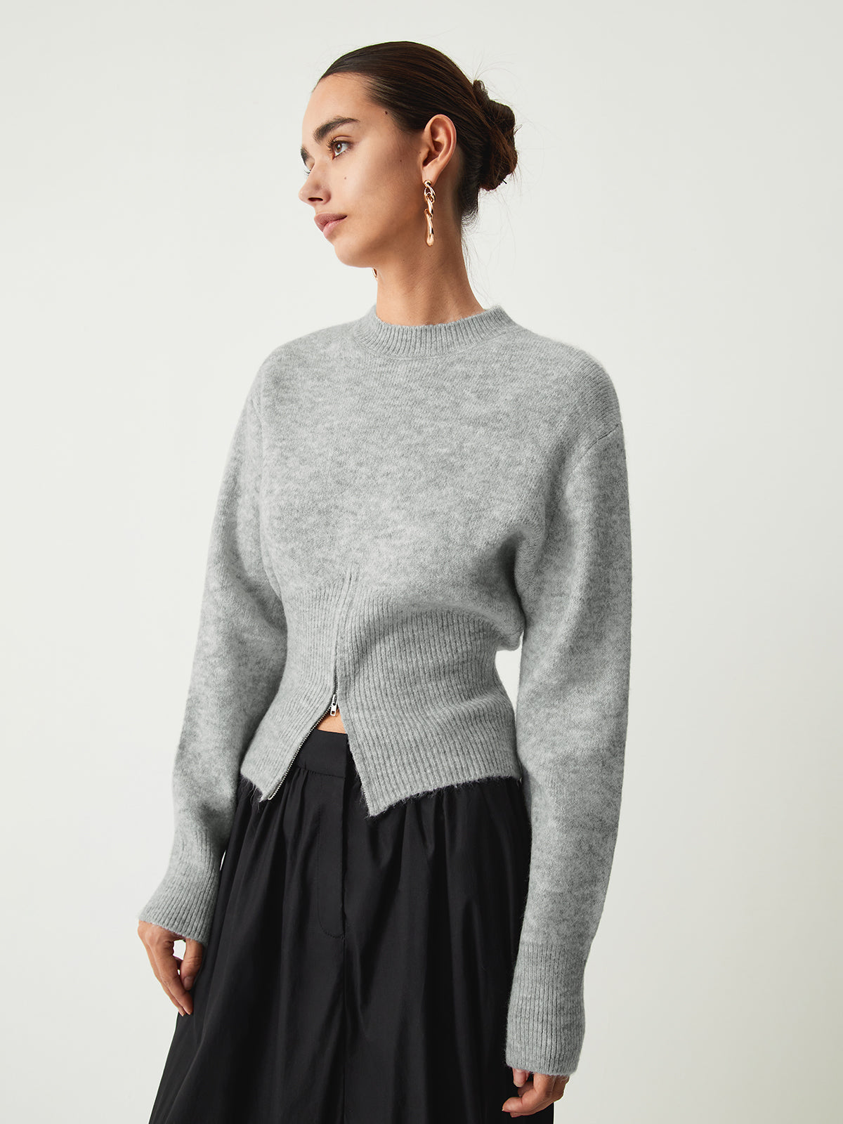 Biruvi | Women's Half-Zip Fuzzy Sweater