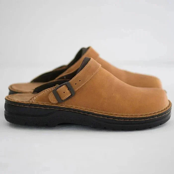 Biruvi | Women's Leather Slip-On Backless Clogs