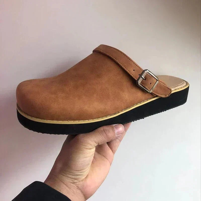Biruvi | Women's Leather Slip-On Backless Clogs