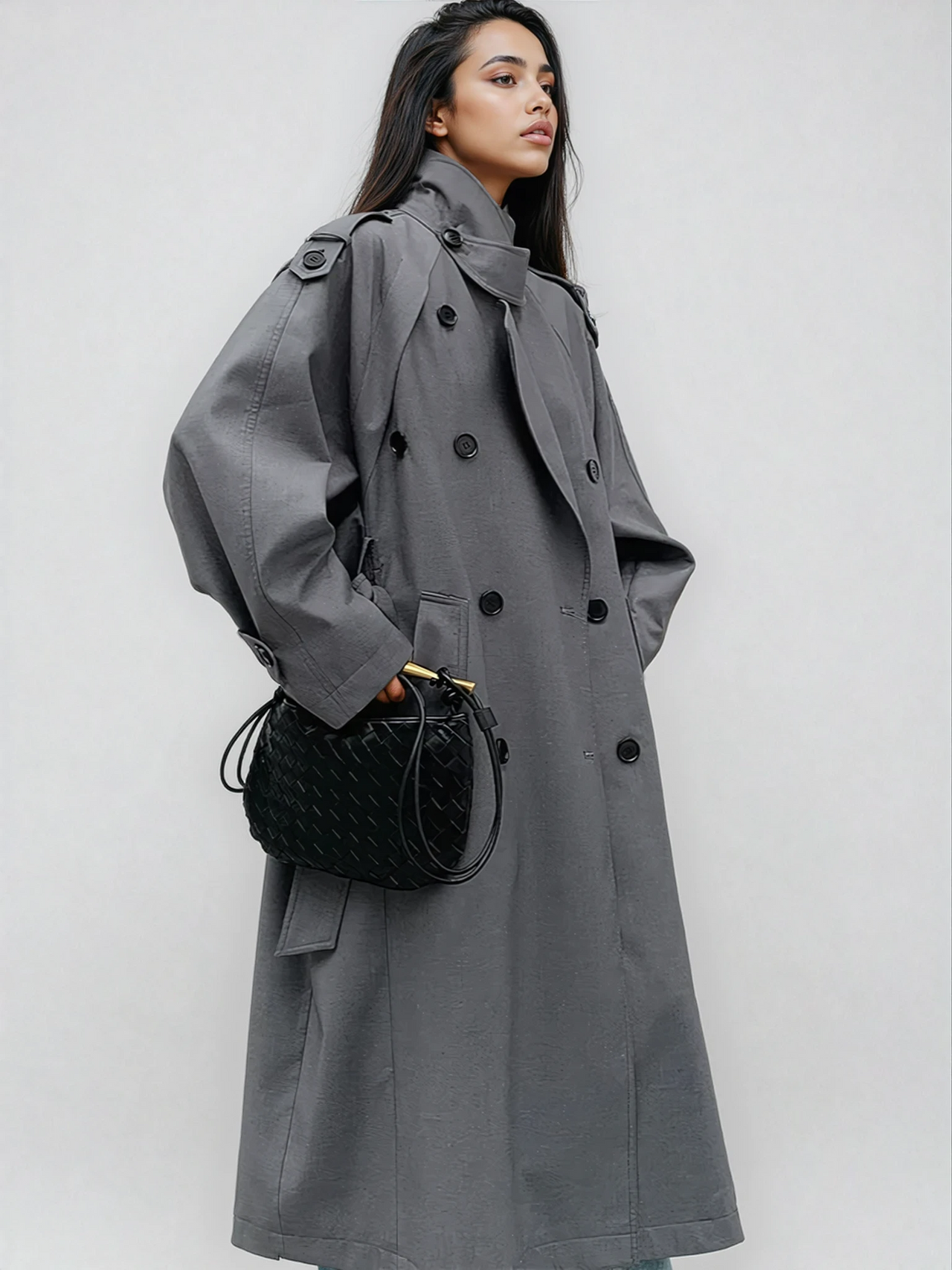Biruvi | Women's Oversized Long Trench Coat