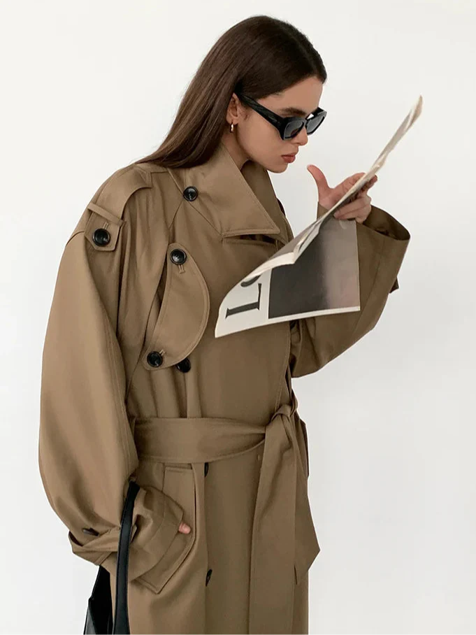 Biruvi | Women's Oversized Long Trench Coat
