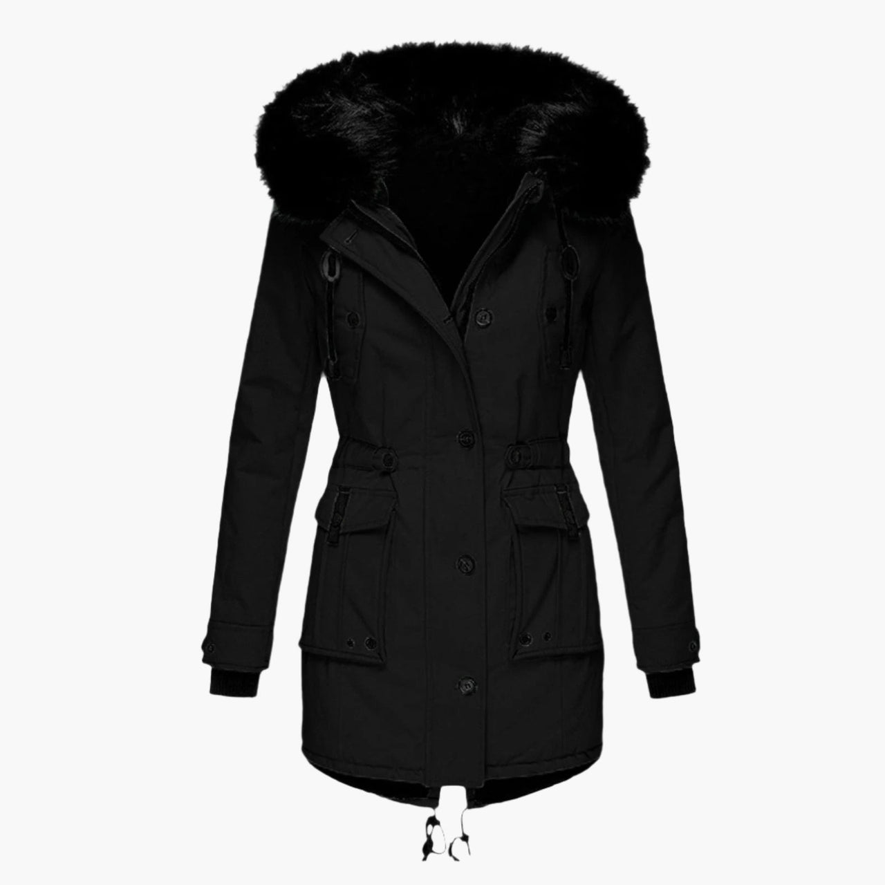 Biruvi | Women's Fur Lined Hooded Parka Coat