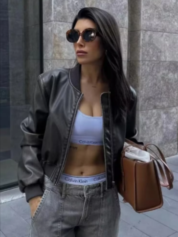 Biruvi | Women's Willow Leather Bomber Jacket