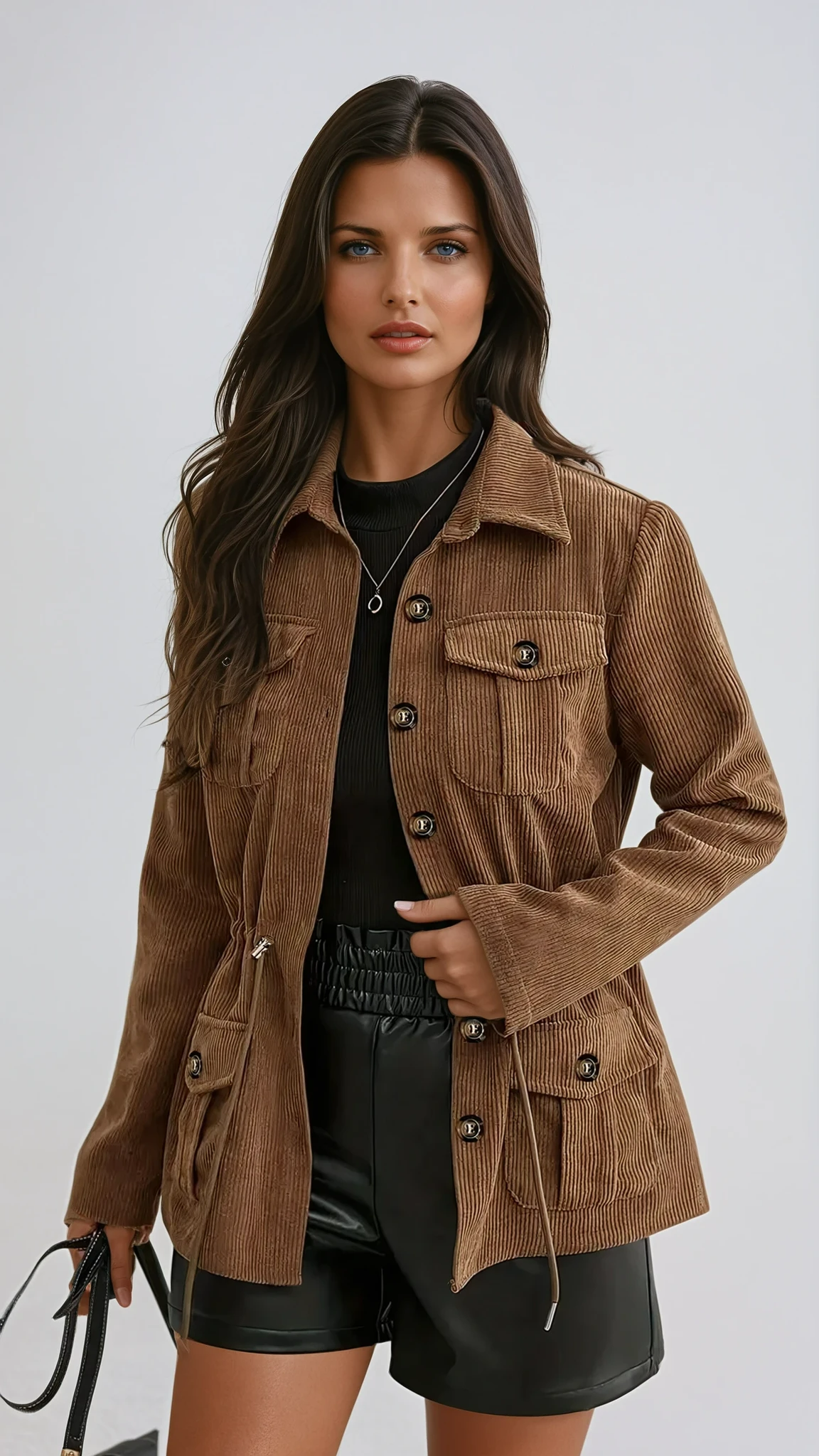 Biruvi | Women’s Brown Corduroy Jacket
