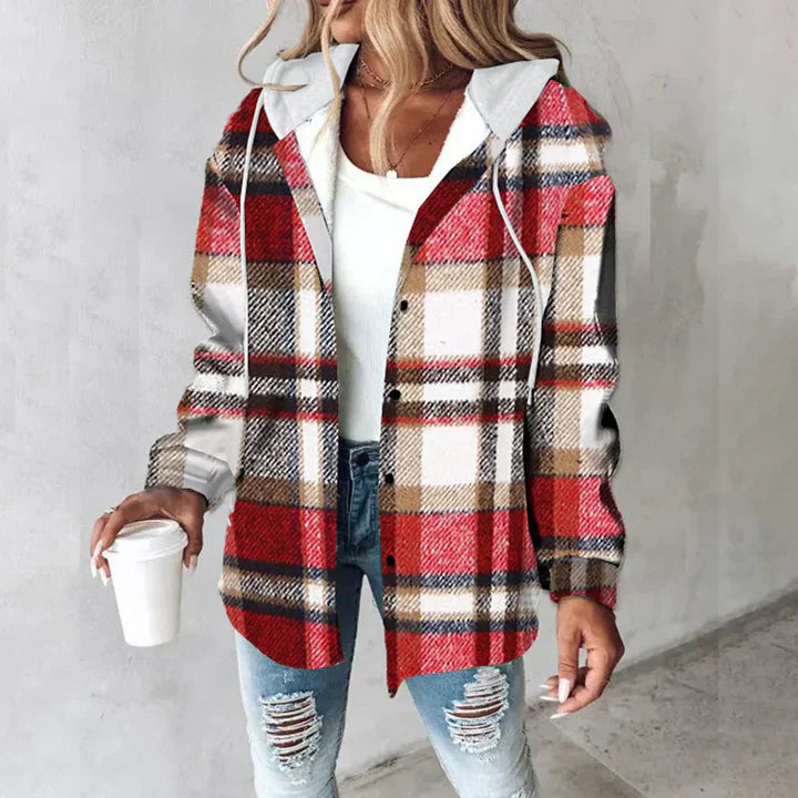 Biruvi | Women’s Button-Up Plaid Jacket