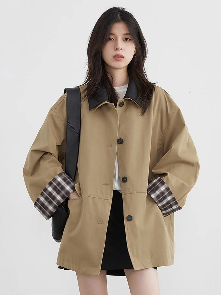 Biruvi | Women’s Contrast Trim Button-Up Jacket