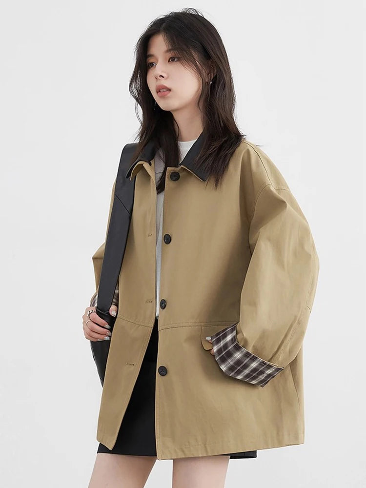 Biruvi | Women’s Contrast Trim Button-Up Jacket