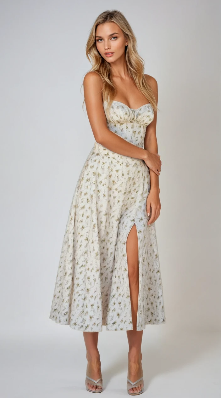 Kianara | Corset Midi Dress With Structured Bodice 2