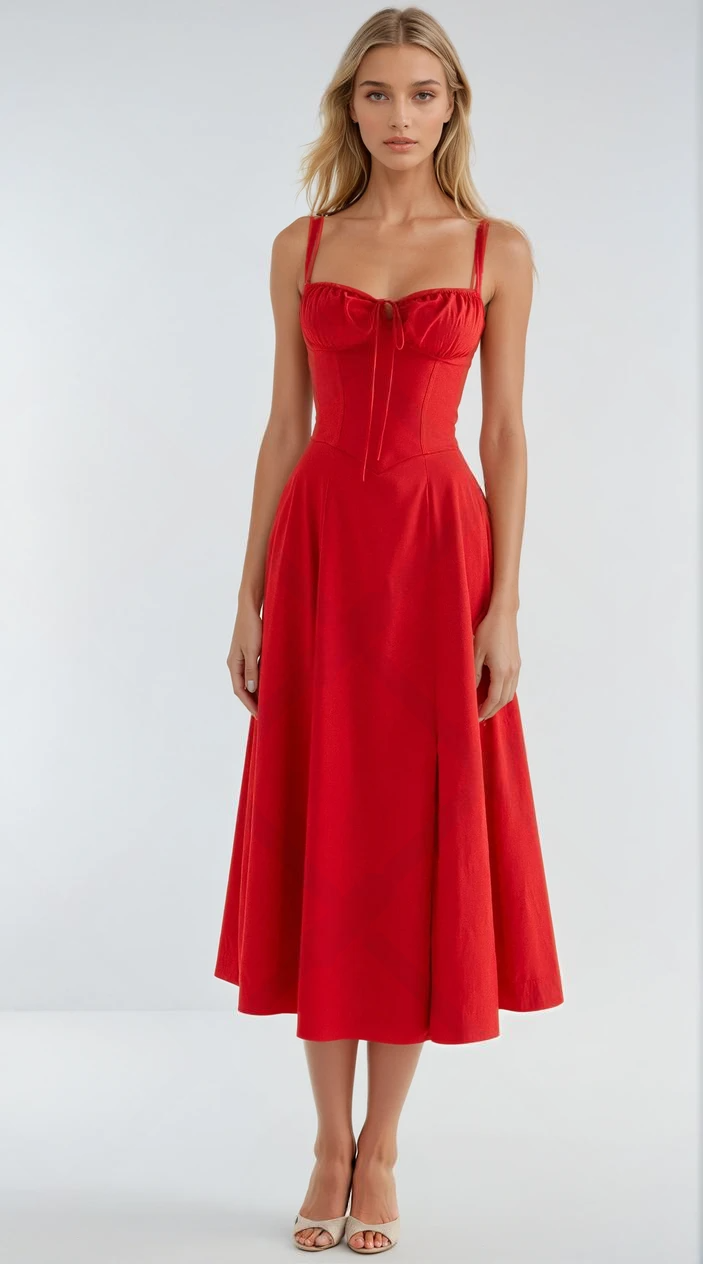 Kianara | Corset Midi Dress With Structured Bodice 4