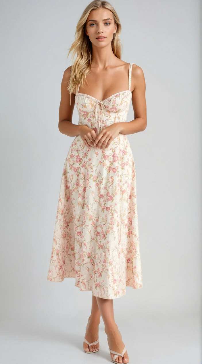Kianara | Corset Midi Dress With Structured Bodice 6