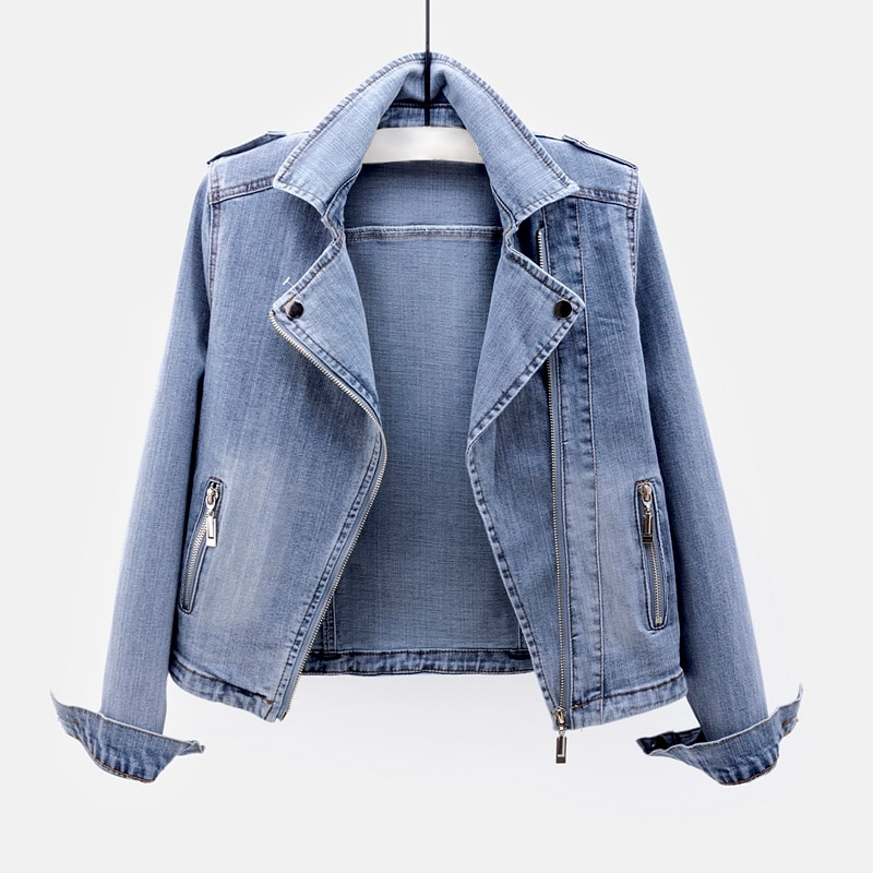Biruvi | Women’s Denim Jacket with Zipper Pockets