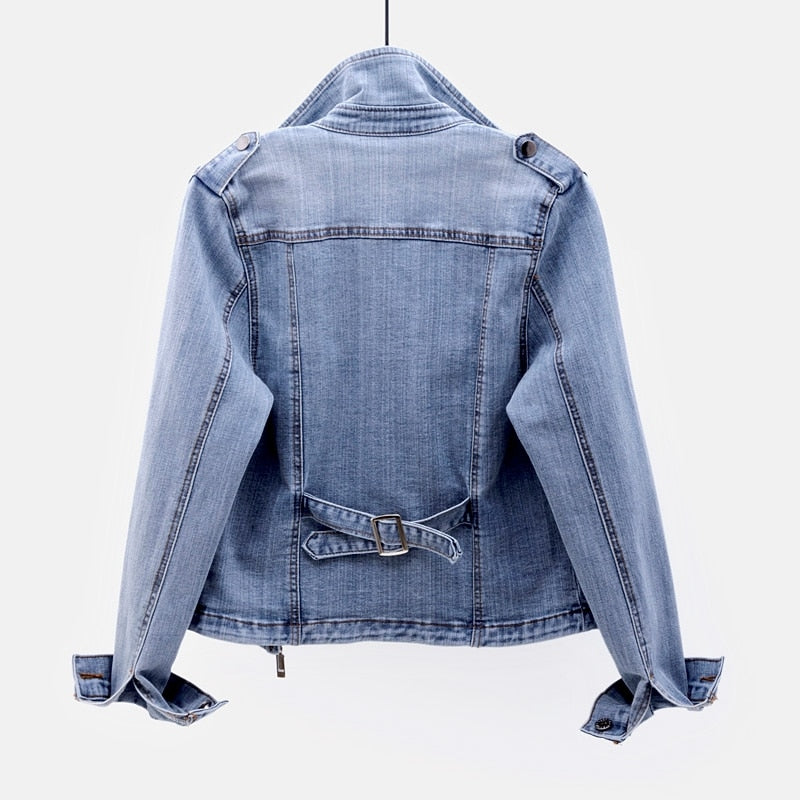 Biruvi | Women’s Denim Jacket with Zipper Pockets
