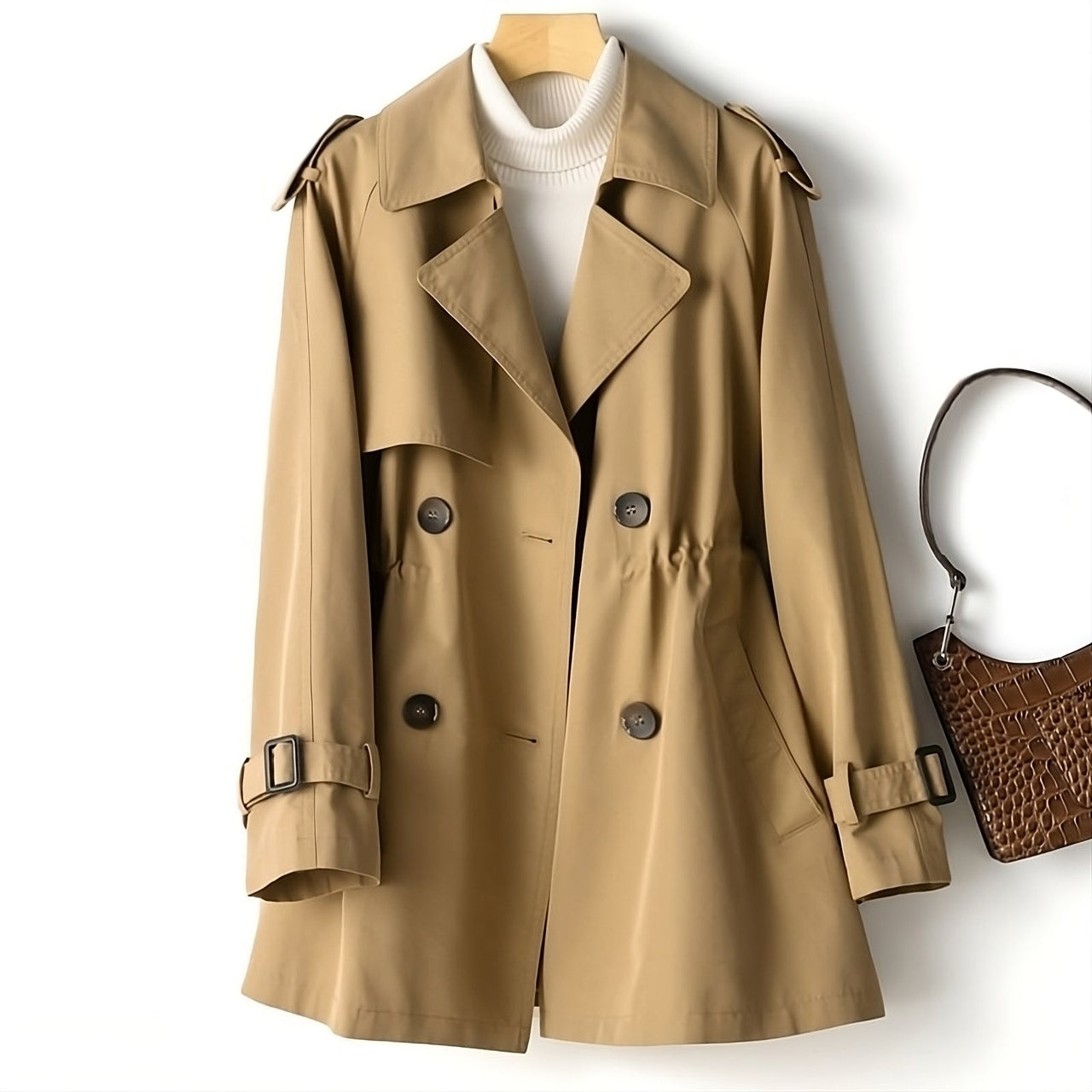 Biruvi | Women’s Double-Breasted Trench Coat