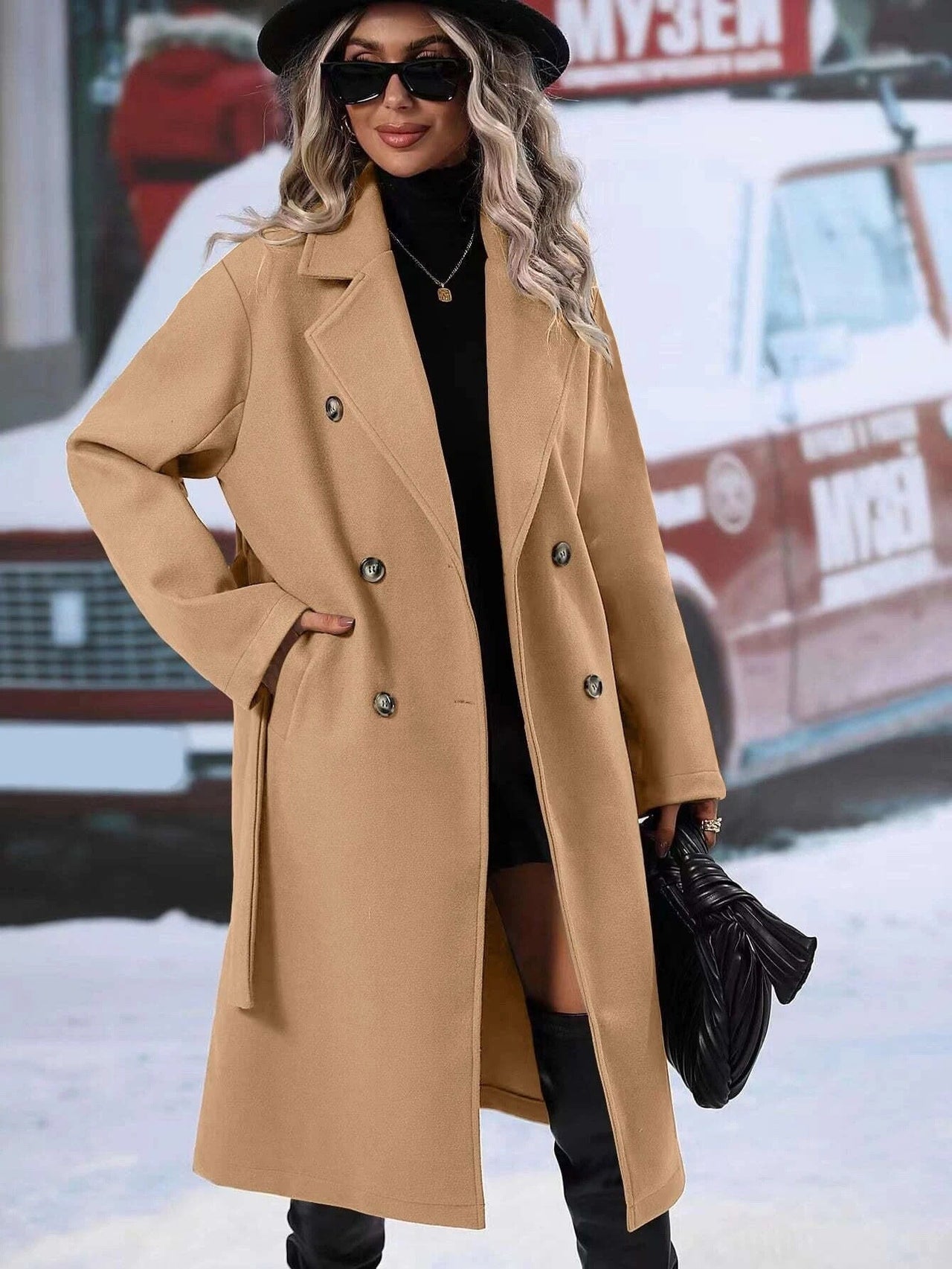Biruvi | Women’s Double-Breasted Trench Coat