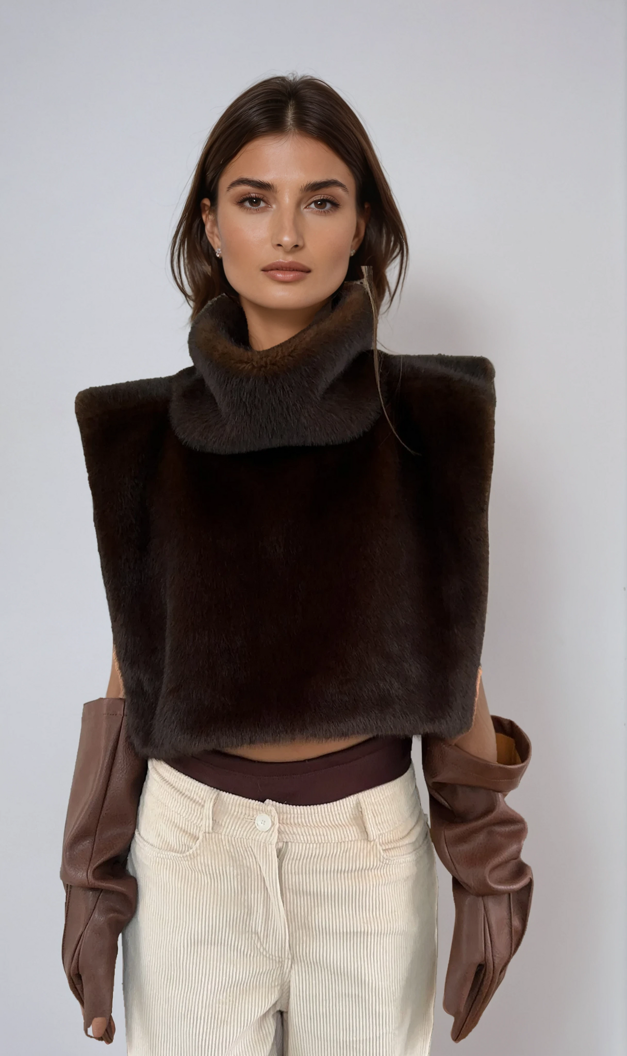 Biruvi | Women's Faux Fur Turtleneck Vest