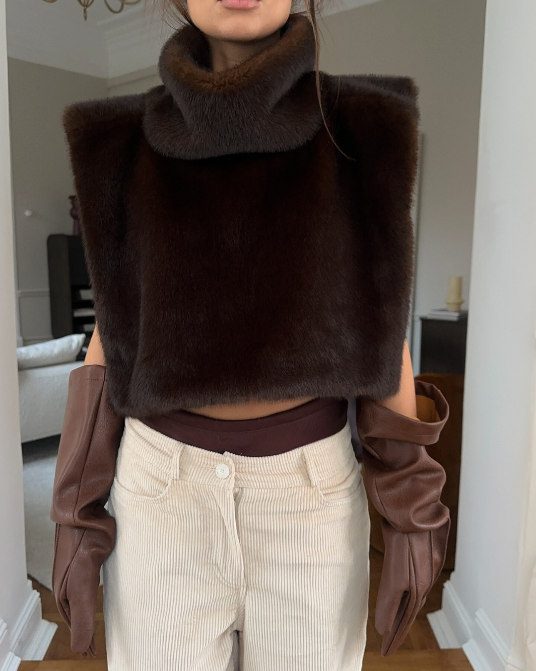 Biruvi | Women's Faux Fur Turtleneck Vest