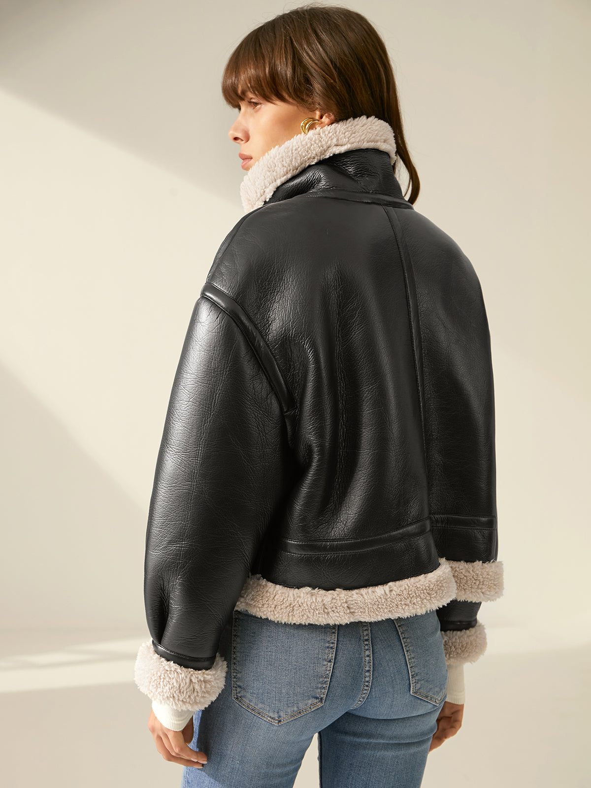 Biruvi | Women's Fleece Lined Leather Jacket