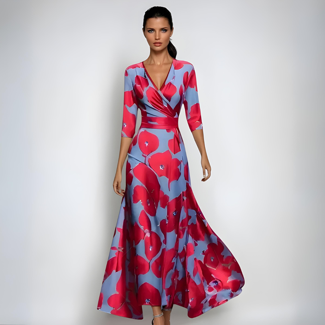 Biruvi | Women’s V-neck Floral Dress