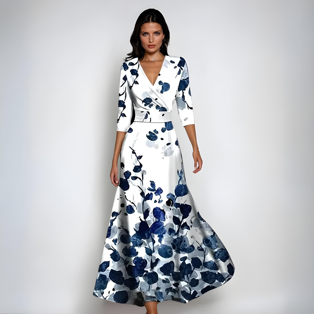 Biruvi | Women’s V-neck Floral Dress