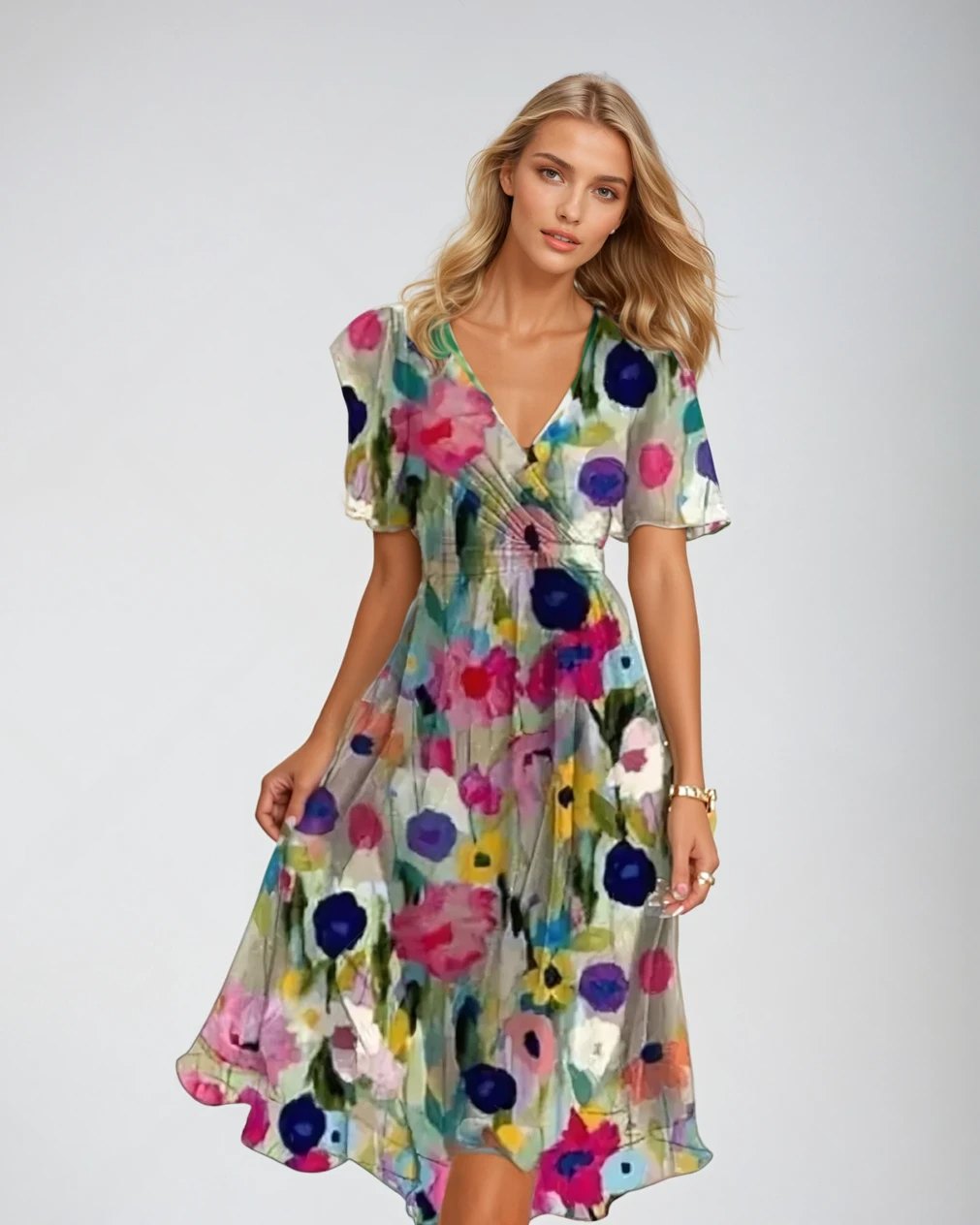 Seraphina | Floral Wrap Midi Dress – Feminine Elegance with a Timeless Charm 3