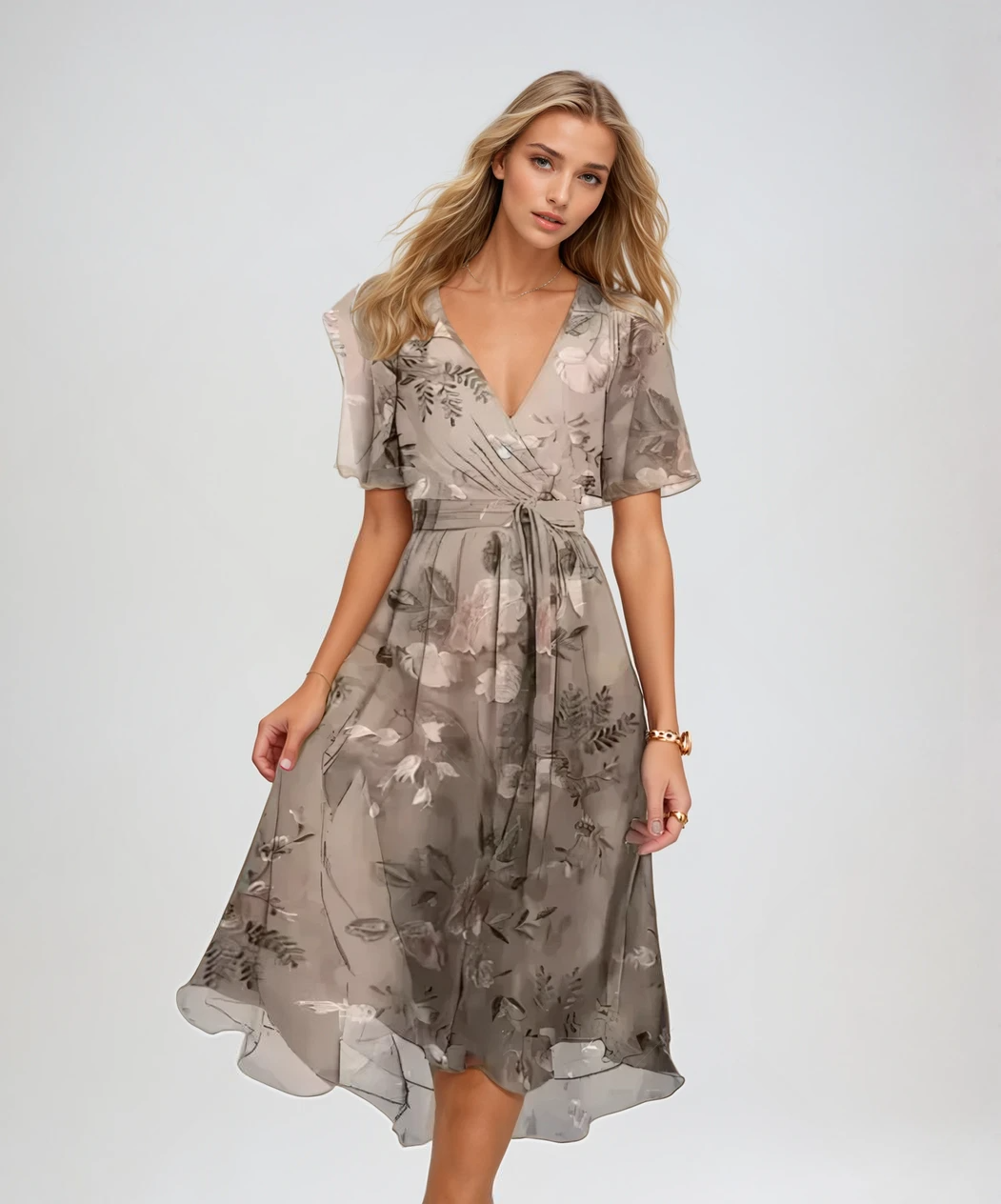 Seraphina | Floral Wrap Midi Dress – Feminine Elegance with a Timeless Charm 1