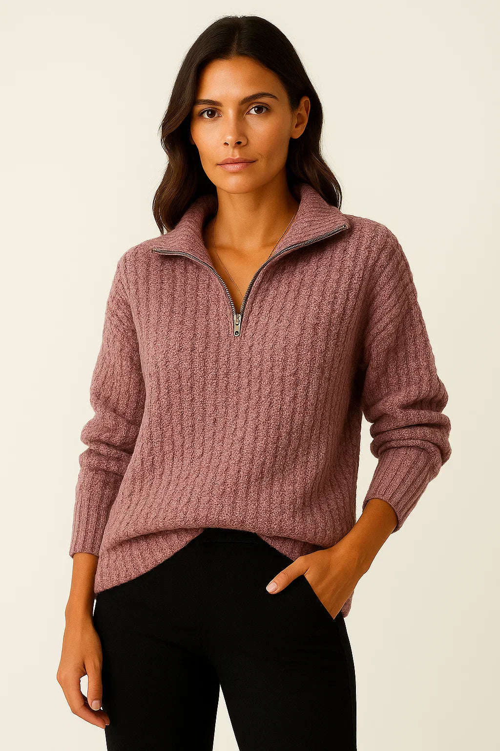 Biruvi | Women’s Half-Zip Knit Sweater
