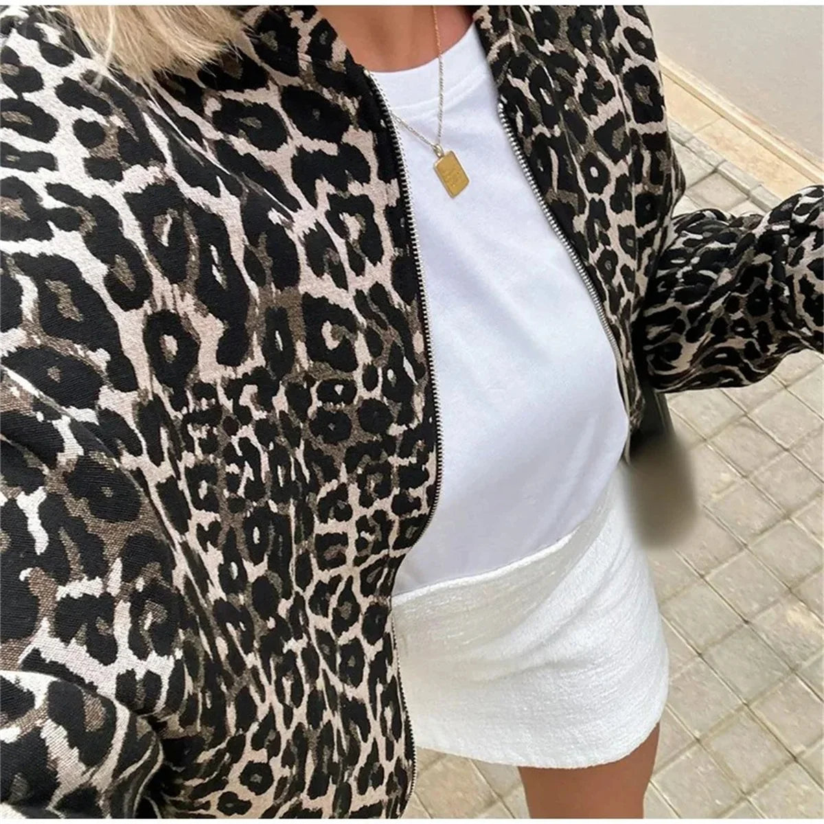 Biruvi | Women’s Leopard Print Bomber Jacket