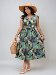 Irinelle | Printed Midi Dress with Soft Drape 0