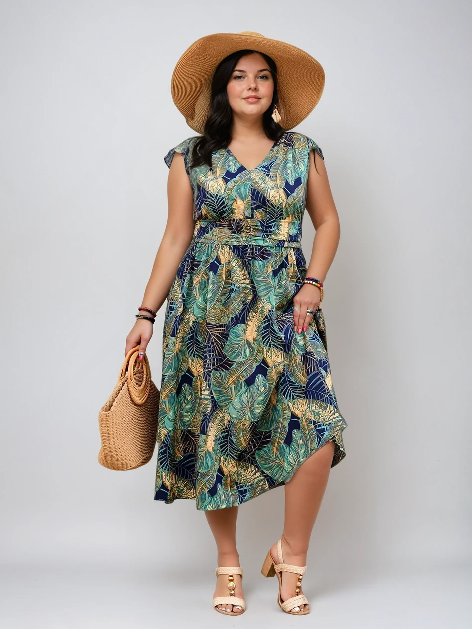 Irinelle | Printed Midi Dress with Soft Drape 1