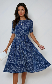 Zara Bloom | Printed Round Neck Polka Dress 0