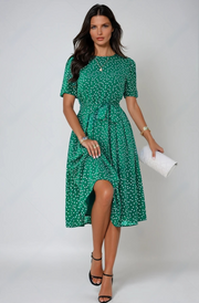 Zara Bloom | Printed Round Neck Polka Dress 7