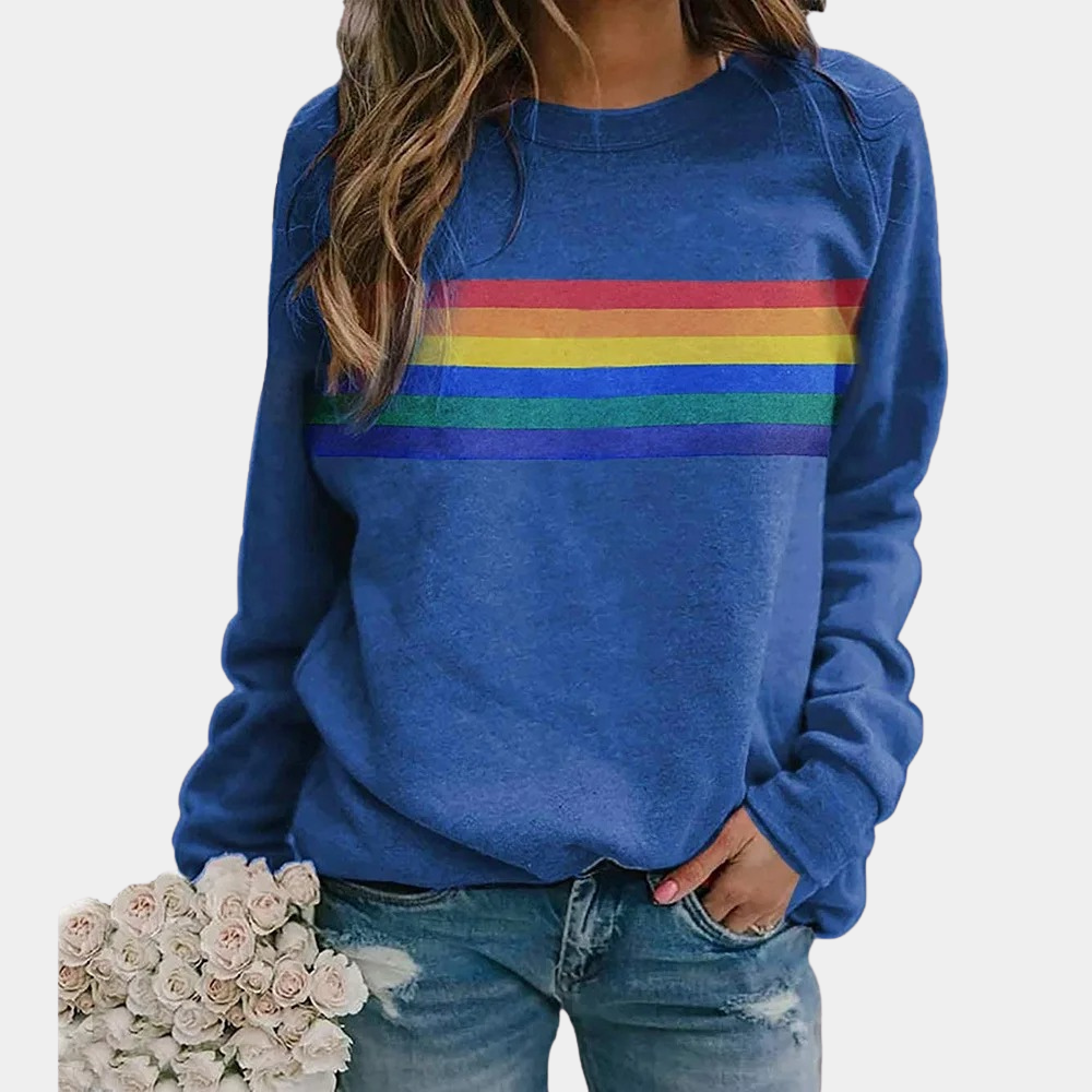 Biruvi | Women’s Rainbow Stripe Crewneck Jumper