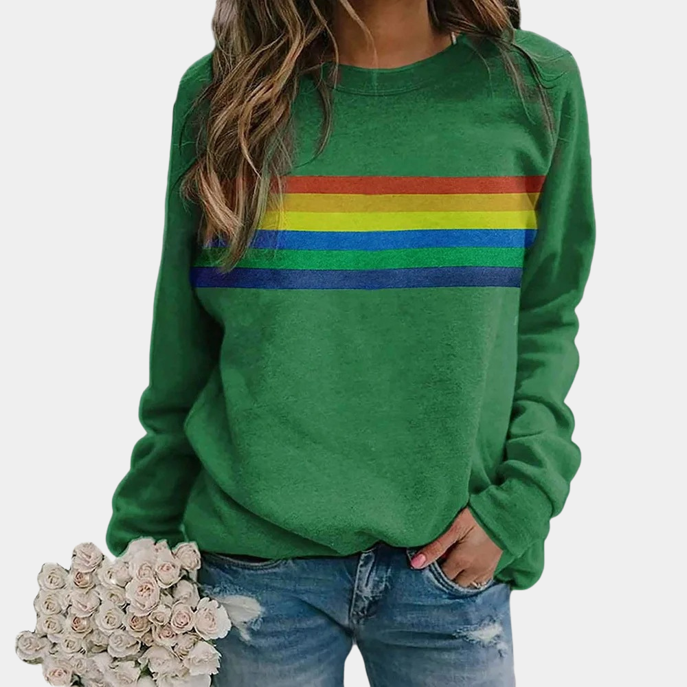 Biruvi | Women’s Rainbow Stripe Crewneck Jumper