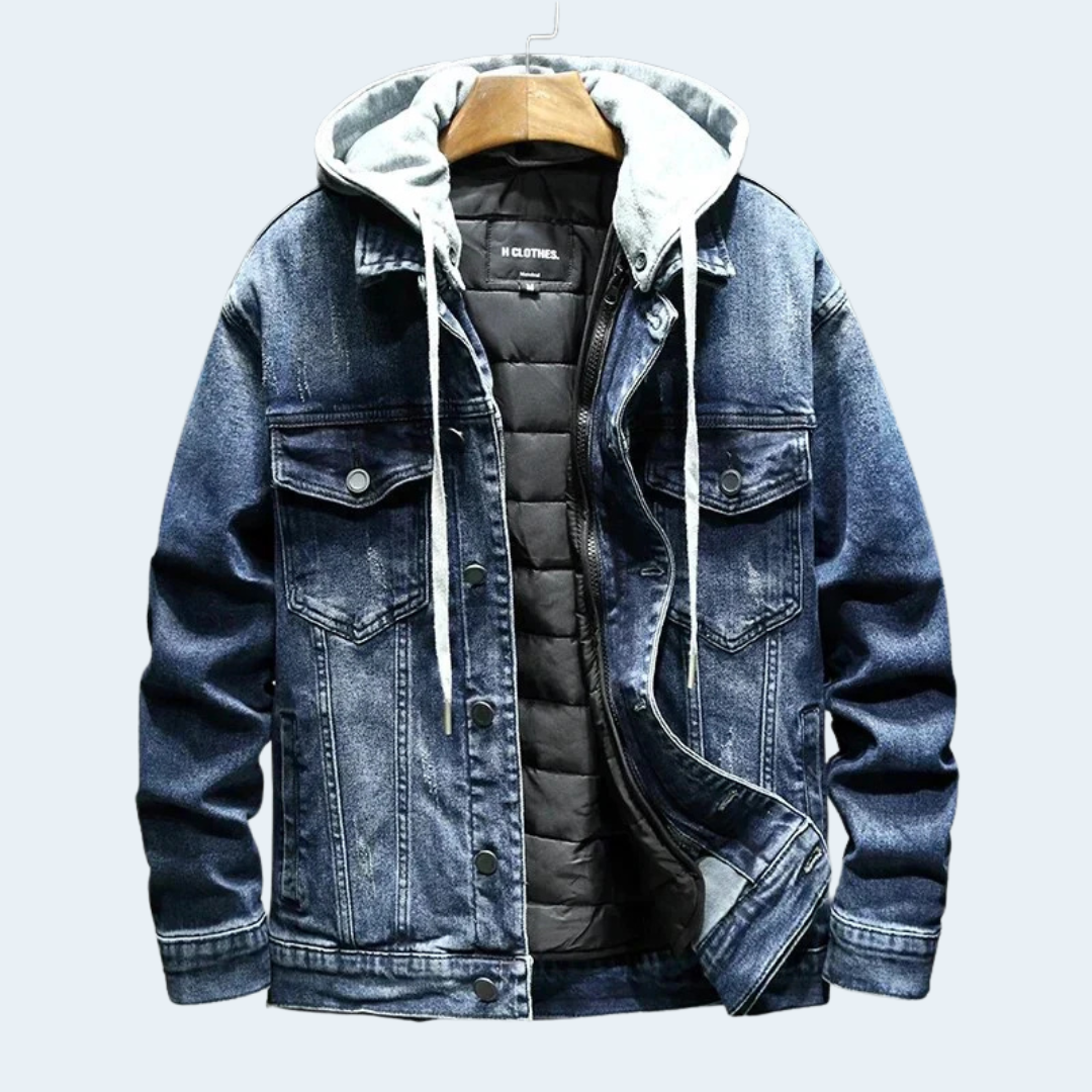 Biruvi | Men’s Blackjack Retro Fade Denim Hoodie Jacket