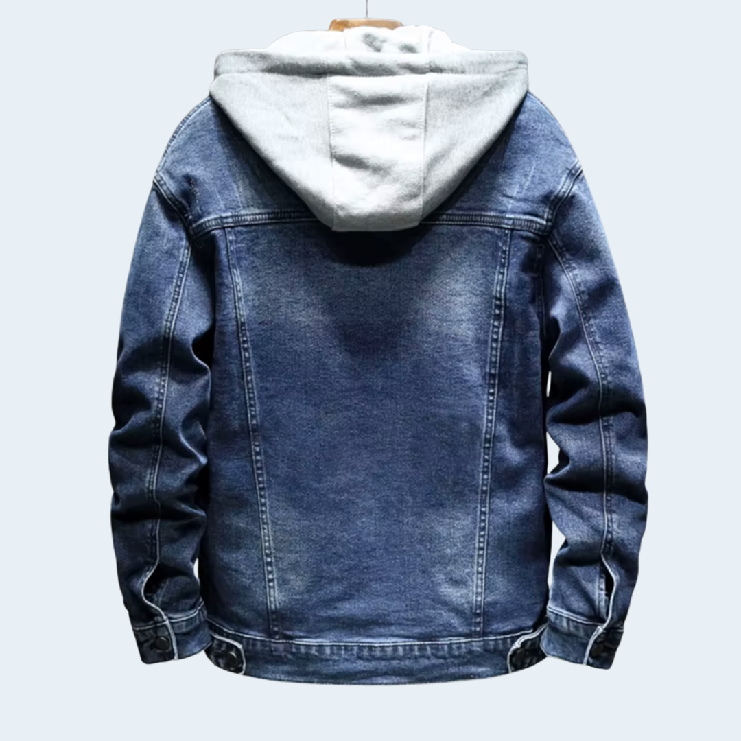 Biruvi | Men’s Blackjack Retro Fade Denim Hoodie Jacket