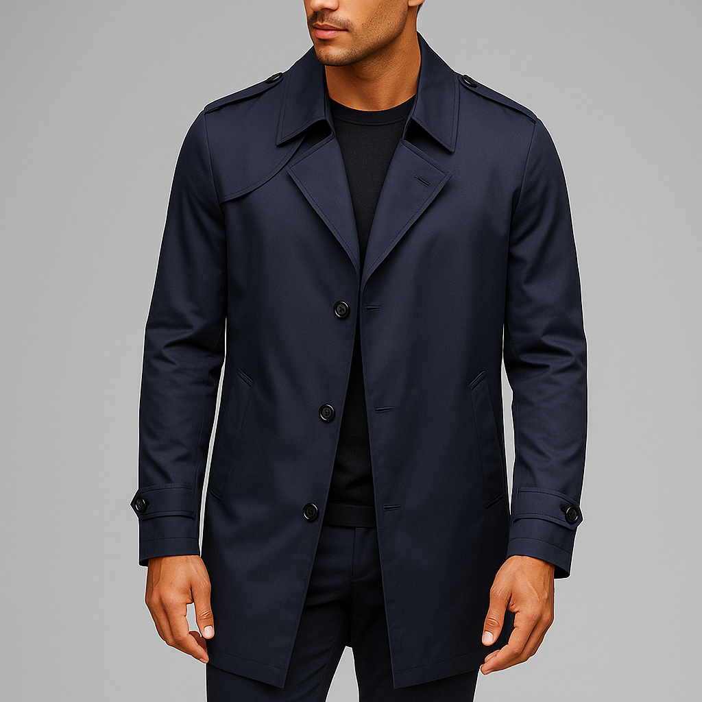 Biruvi | Men’s Classic Tailored Mid-Thigh Wool Overcoat