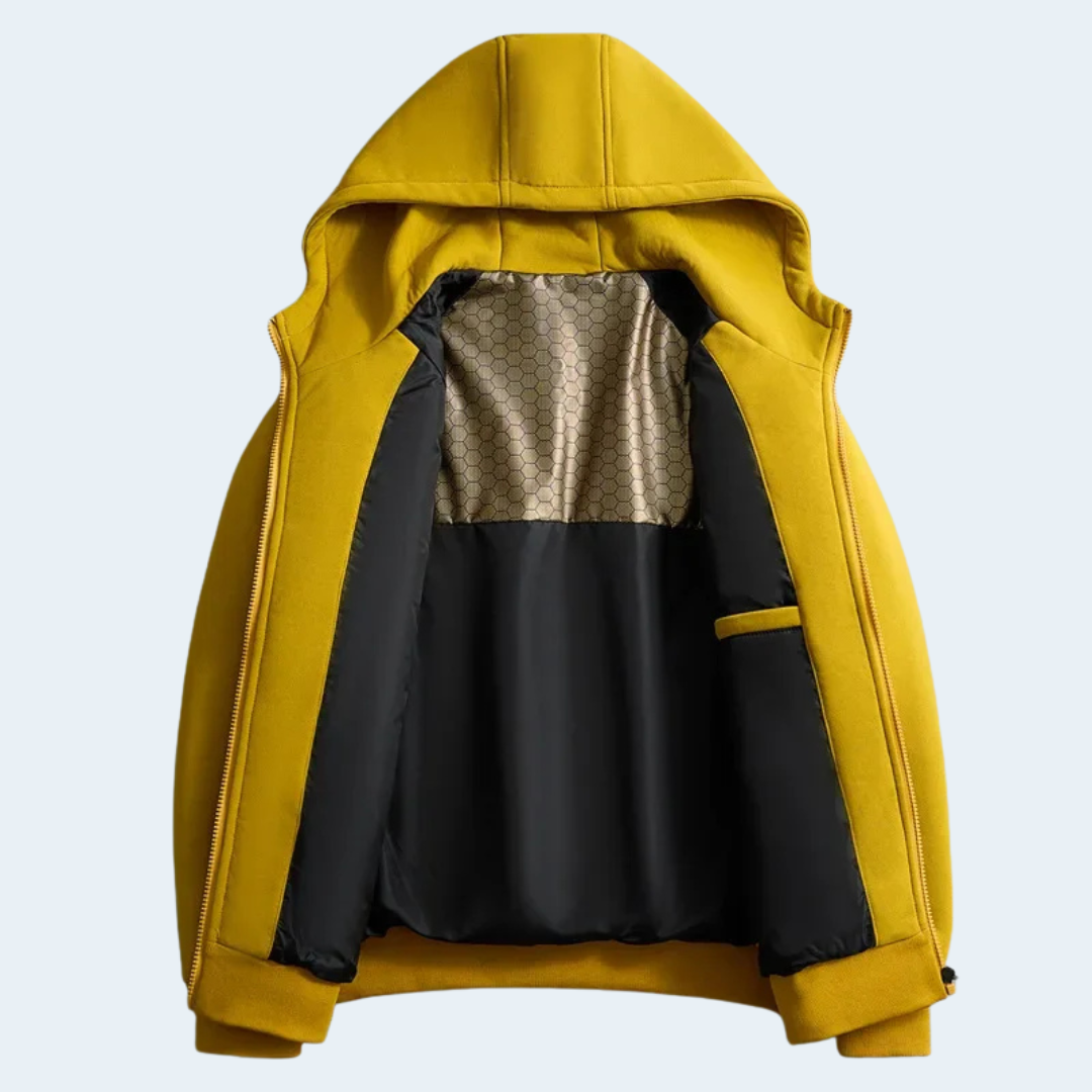 Biruvi | Men’s Corban Hooded Jacket with Cotton Sleeves and Lightweight Warm Layering