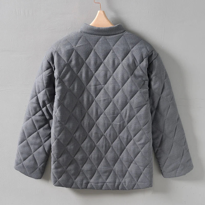 Biruvi | Men’s Diamond-Stitched Mandarin Collar Quilted Jacket