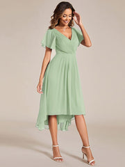 Daisy | A-Line V Neck High-Low Wedding Guest Dress