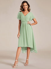 Daisy | A-Line V Neck High-Low Wedding Guest Dress